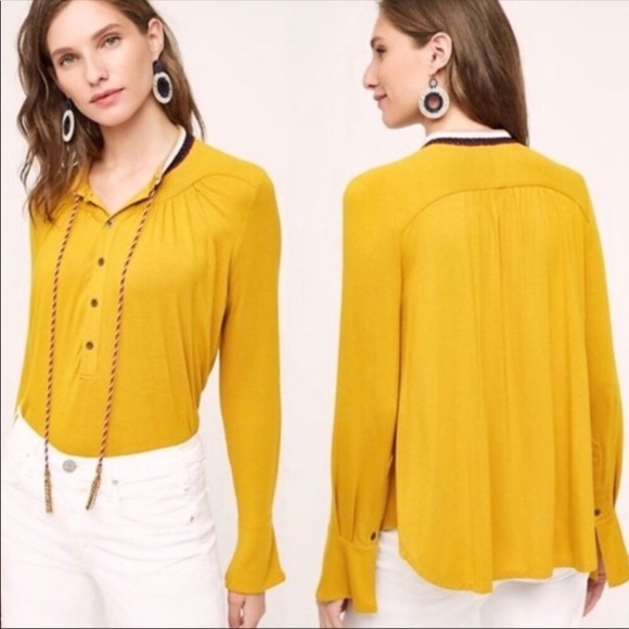 Anthropologie Tops Anthropologie Akemi Kim Mustard Golden Tassel